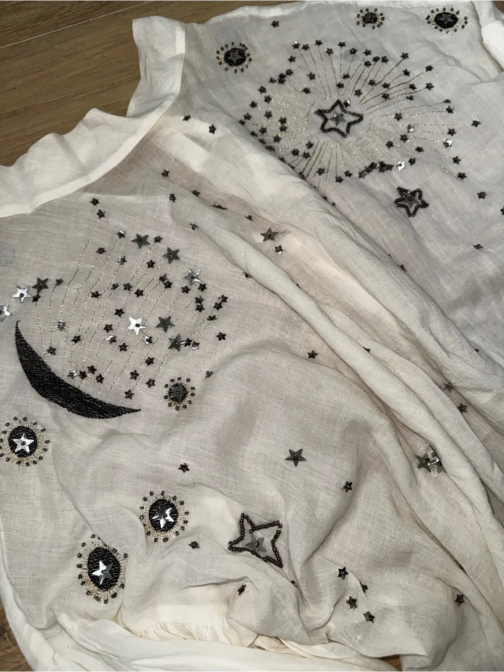 Free People Wishing On A Star Celestial Embellished High-Neck Blouse